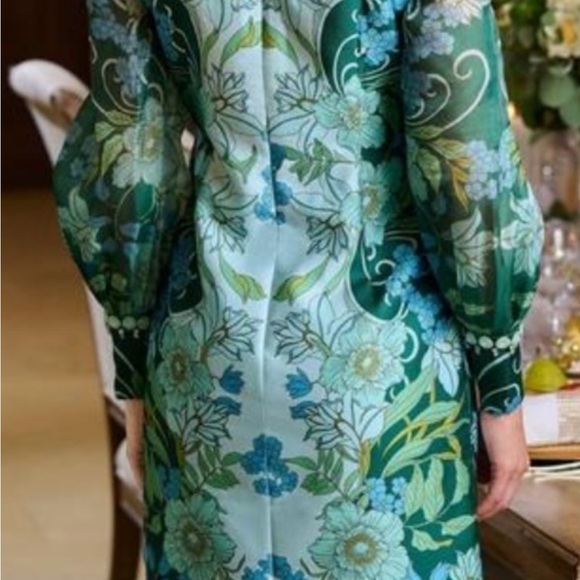 Organza Puff-Sleeve Embellished Shift Dress Multi size 8 - Picture 3 of 6